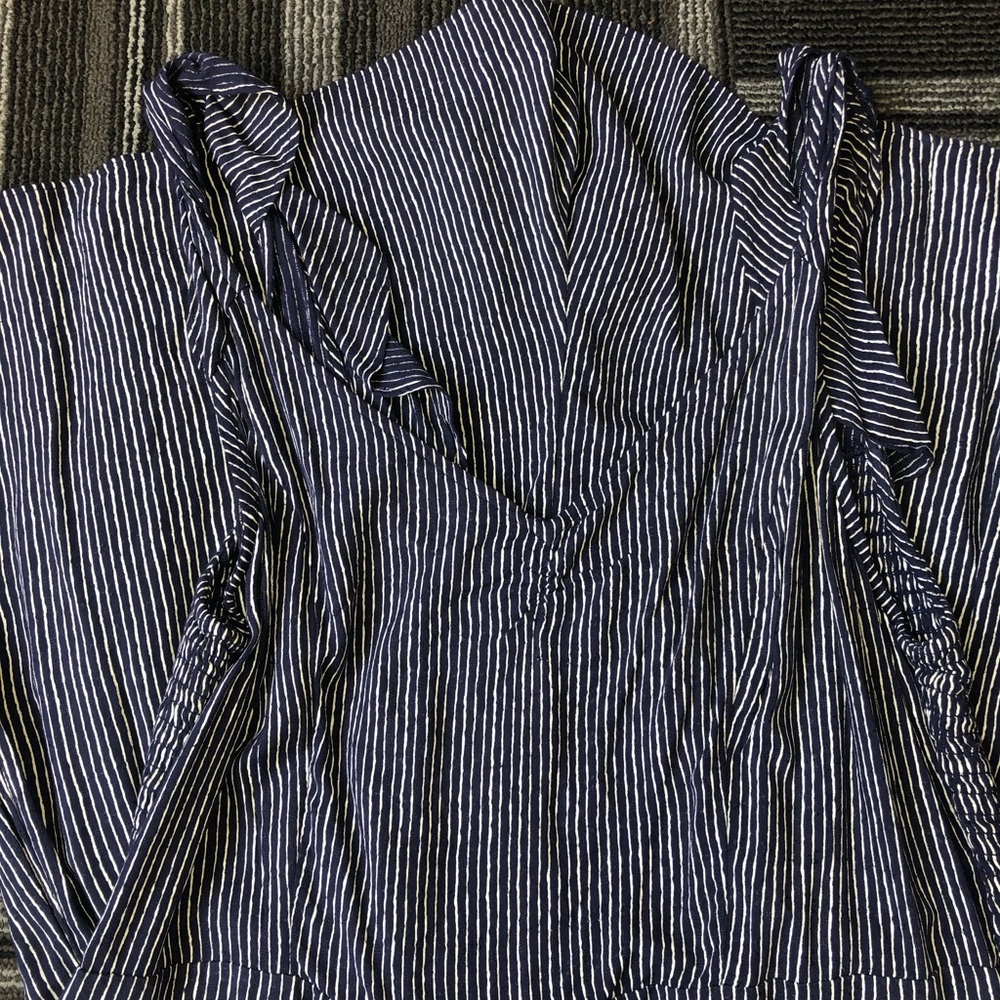 Blue and white stripped romper!
